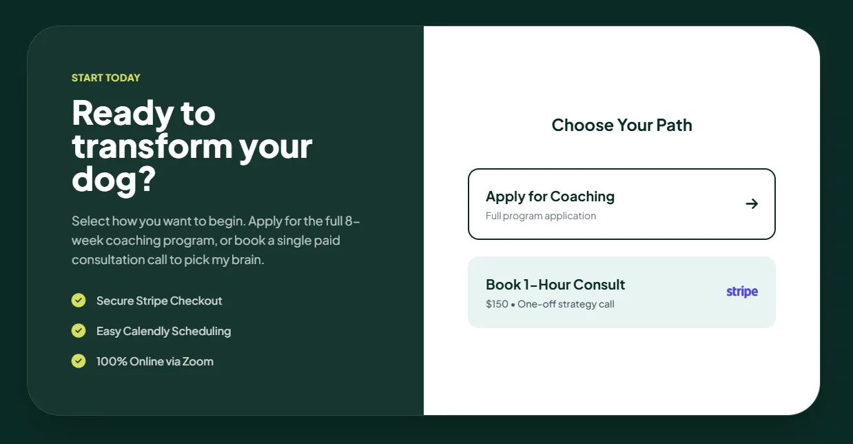 K9Mastery Booking Section Architecture
