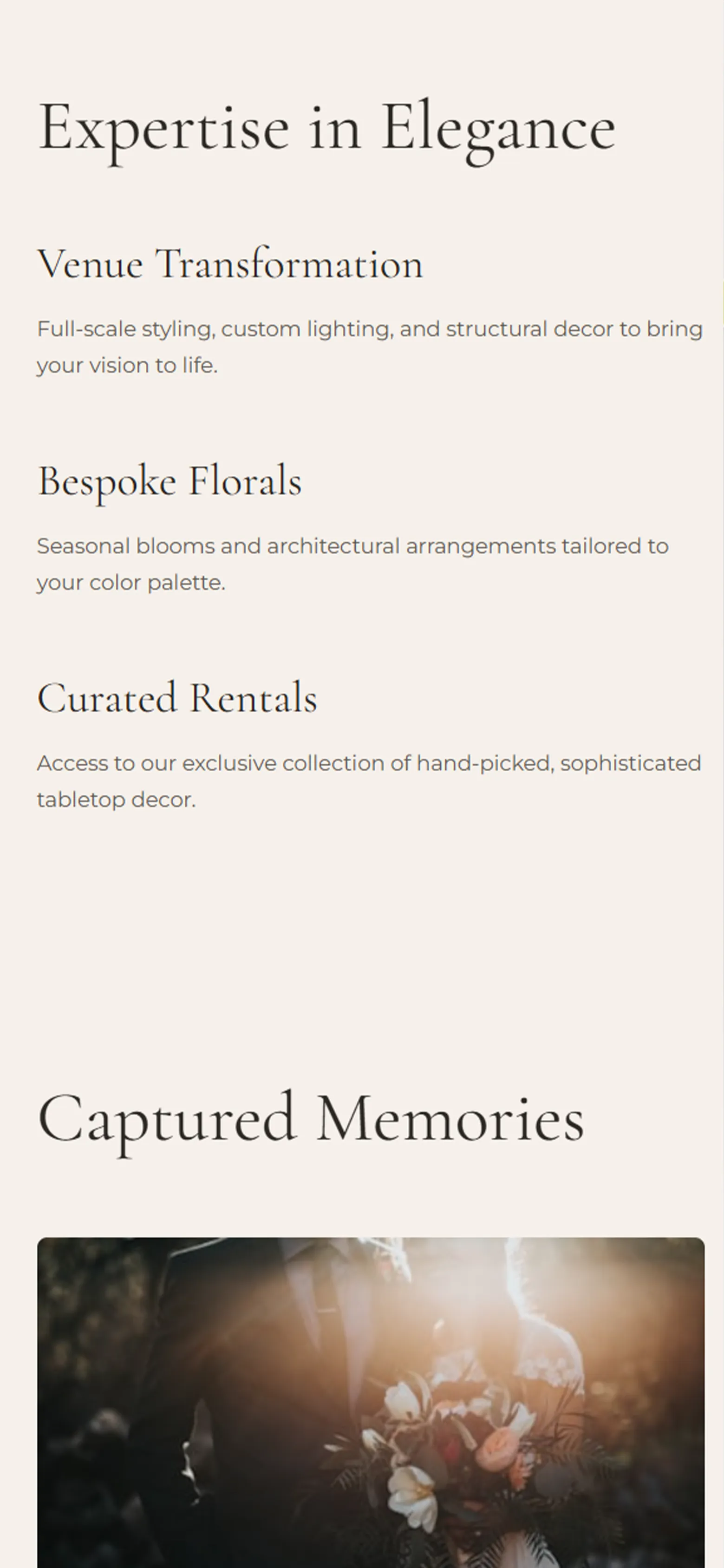 Aura Weddings & Events - Mobile Screen One