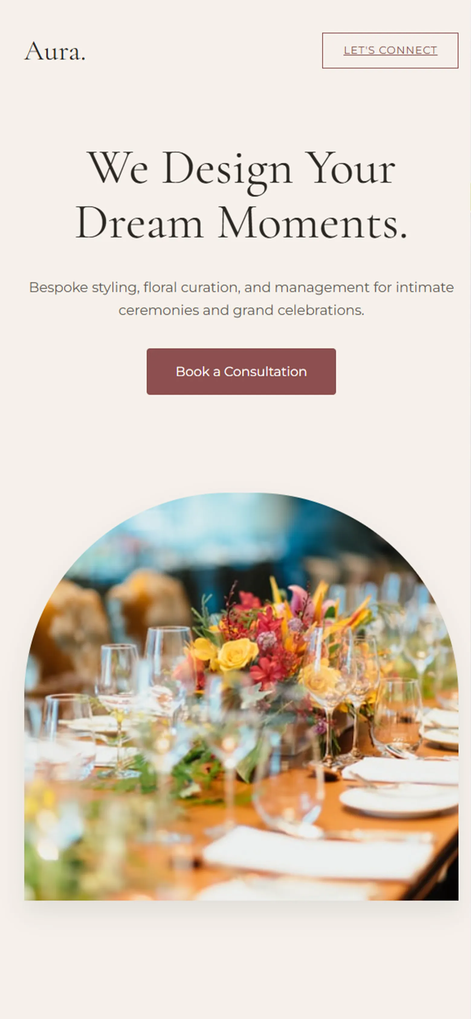 Aura Weddings & Events - Mobile Screen Two